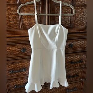 French Connection Cream Dress with Ruffle Detail